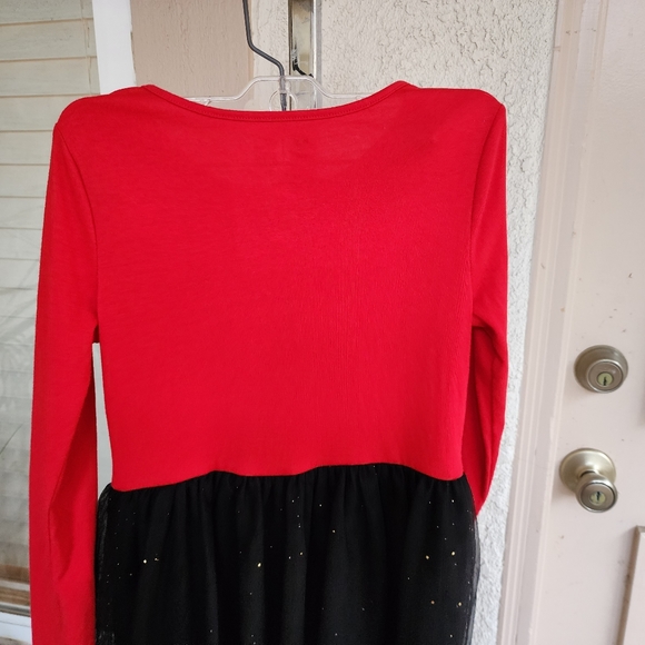 8 Girls Kids DISNEY Sequin Minnie Mouse Long Sleeve Tulle Dress red black - Picture 9 of 13